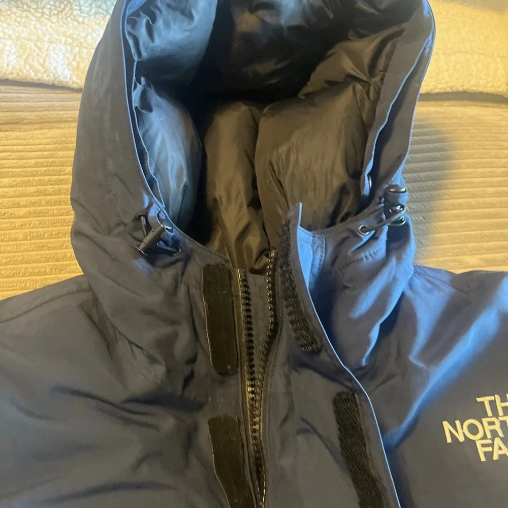 The North Face Coat Mens Small Hommes Petits Navy Goose Down Hooded Parka